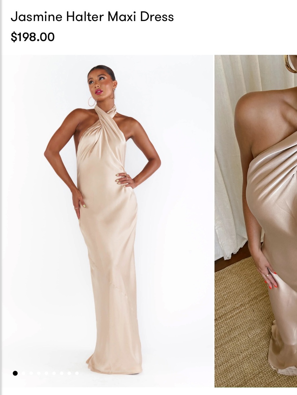 Show Me Your MuMu Champagne Halter Maxi Dress